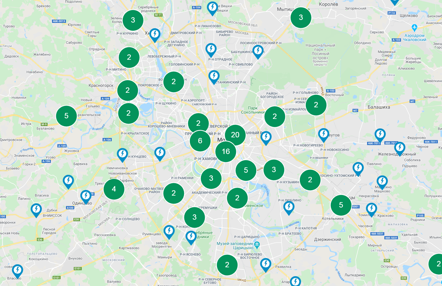 Зарядная карта. Станции зарядки электромобилей в Москве на карте. График зарядных станций по всей России.